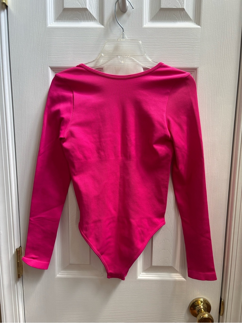 OQQ Long-Sleeve One-Piece Bodysuit w/ Tummy Control/Open Back, Size S NWOT